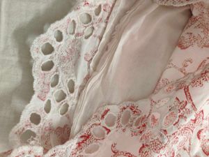 White &amp; Red Floral Eyelet Shorts