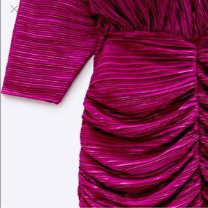 Zara Brand New Pleated V Neck Sexy Mini Dress