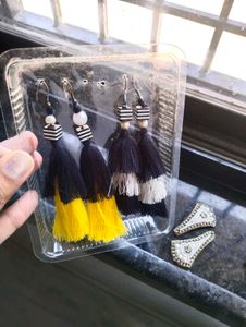 Boho Tassel Earrings and hairpin