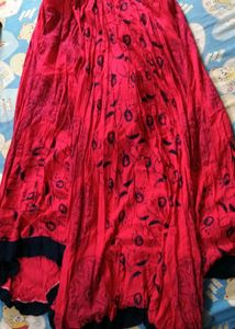 Vibrant Red Ethnic Skirt
