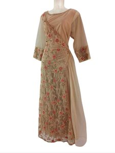 Elegant Beige Embroidered Dress 😍👑