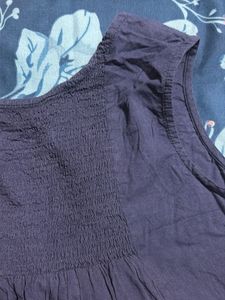 Navy Blue Embroidered Sleeveless Top