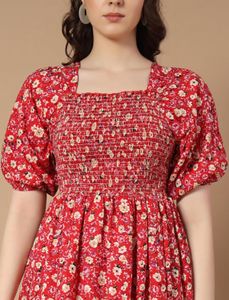 Red Floral Midi Dress