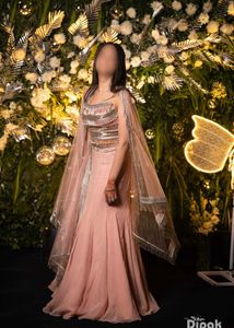 Stunning Peach Ethnic Gown with Cape