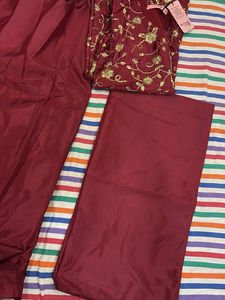 Embroidered Maroon Lehenga Set