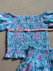 Cute Floral Smocked Top &amp; Skirt Set