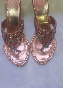 Sparkling Rose Gold Embellished Sandals