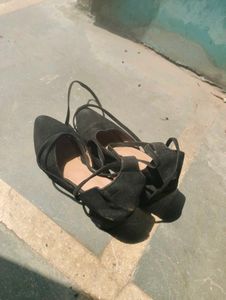 Black Suede Lace-Up Flats