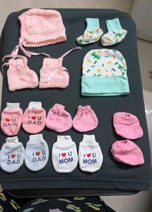 Baby Girl Hat, Mittens &amp; Booties Set