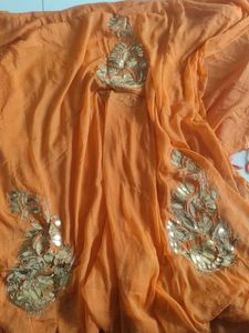Hand Work Gotta Patti Sea Green And Orange