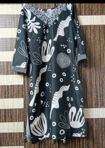 Black & White Abstract Print Kurta