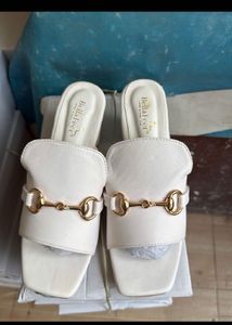 Stylish White Block Heel Sandals