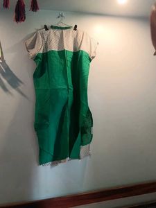 Vibrant Green &amp; White Polka Dot Dress