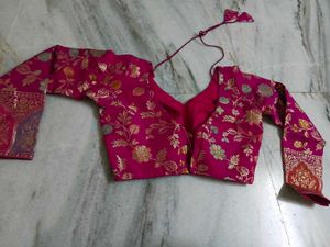 Designer Pink Banarasi Silk Blouse