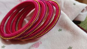 Pink & Gold Beaded Bangles