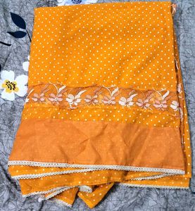 Orange Polka Dot Saree