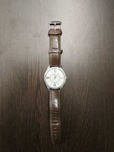 Classic Brown Leather Men's Analogue Strap Watch