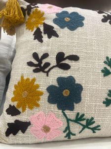 Embroidered Floral Accent Cushion Cover Set of 2
