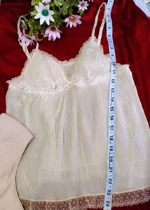 Lace Trim night spaghetti top with bottom