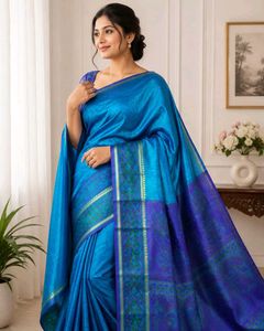 Elegant Blue & Purple Designer Saree