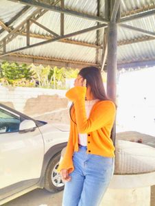 Orange Knit Cardigan