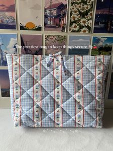 Cute Blue Gingham Tote Bag