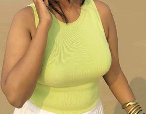 Lime Green Ribbed Tank Top
