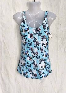 I. Skull and Butterfly Print Tank Top