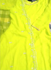 Flared Anarkali Gown With Embroidered Dupatta