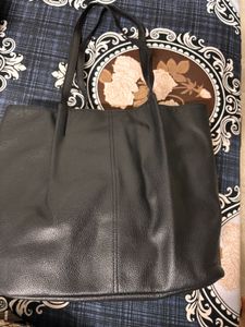 Chic Black Faux Leather Tote Bag