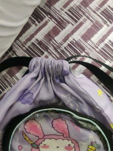 Cute Bunny Drawstring Bag with a free clutcher