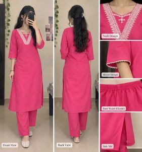 Pink Embroidered Kurta Set