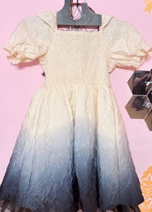 Chic Puff Sleeve Ombre Dress