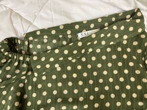Sage Green Polka Dot Puff Sleeve Top