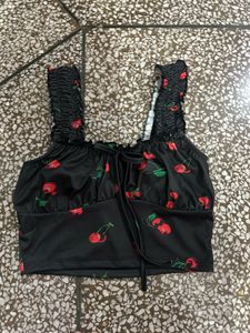 Chic Black Floral Print Top