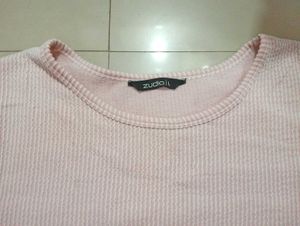 Pink Ribbed T-Shirt