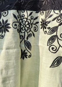 Elegant Black &amp; Pistachio Floral Kurta