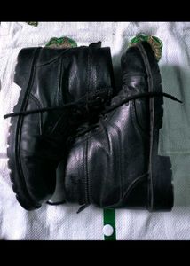 2 pair Black Leather Lace-Up Boots
