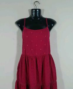 Rose pink schiffli midi dress