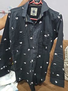 Black Floral Print Men's Shirt
