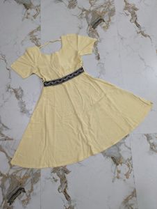 Women's Yellow Button-Up A-Line Dress