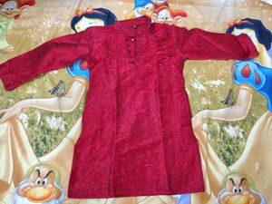 Red Embroidered Kurta