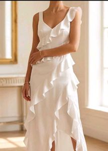 Elegant White Ruffle Dress