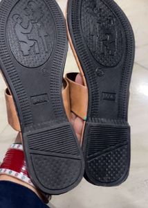 Stylish Tan Brown Beaded Flats