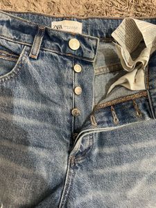 ZARA Straight Denim Bermuda Shorts