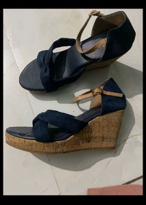 Stylish Navy Wedge Sandals
