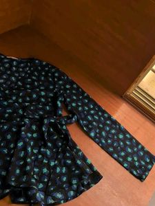Blue &amp; Green Leopard Print Peplum Top
