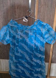 Blue Sheer tissue Top Blouse