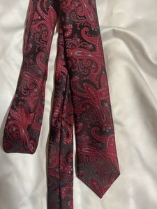 Red Paisley Print Necktie