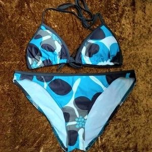 Blue Floral Print Bikini Set